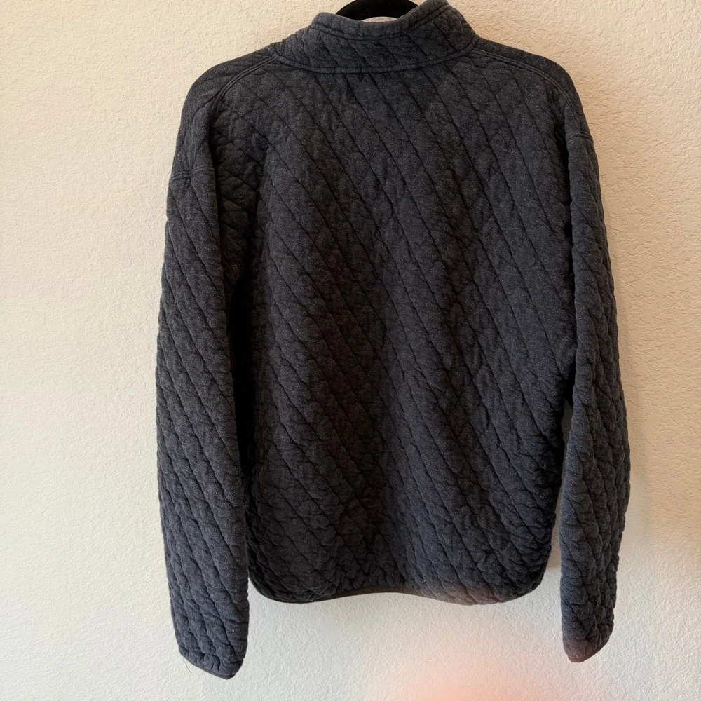 Orvis Mens Quilted Snap Neck Pullover Sweatshirt Charcoal Gray Size M
